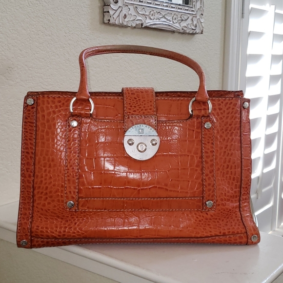 Michael Kors Handbags - Vintage Michael Kors Orange Croc Leather Satchel